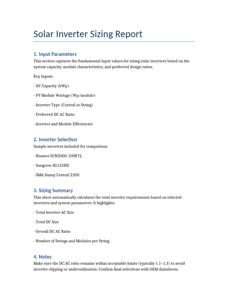 Solar Inverter Sizing Guide | PDF