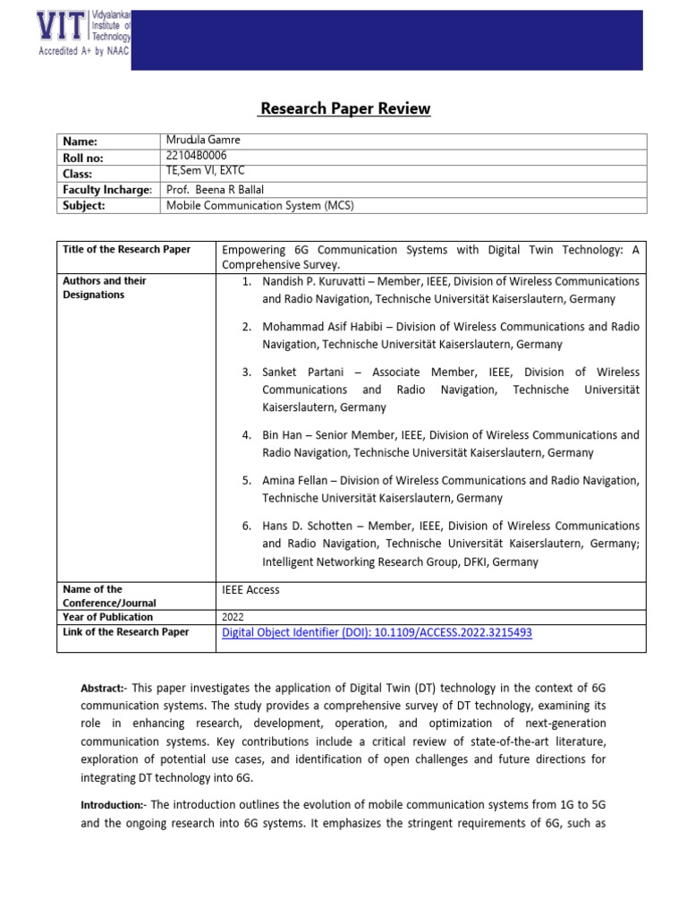22104B0006 Mcs Research Paper | PDF | Computer Network | Computing