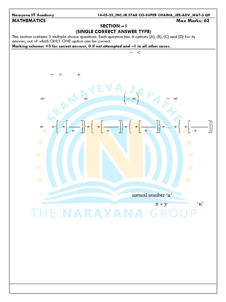 JEE Advanced Mathematics Question Paper | PDF | Numbers | Arithmetic