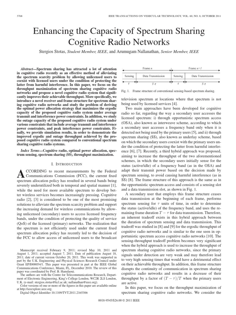 Enhancing The Capacity of Spectrum Sharing Cognitive Radio Networks ...