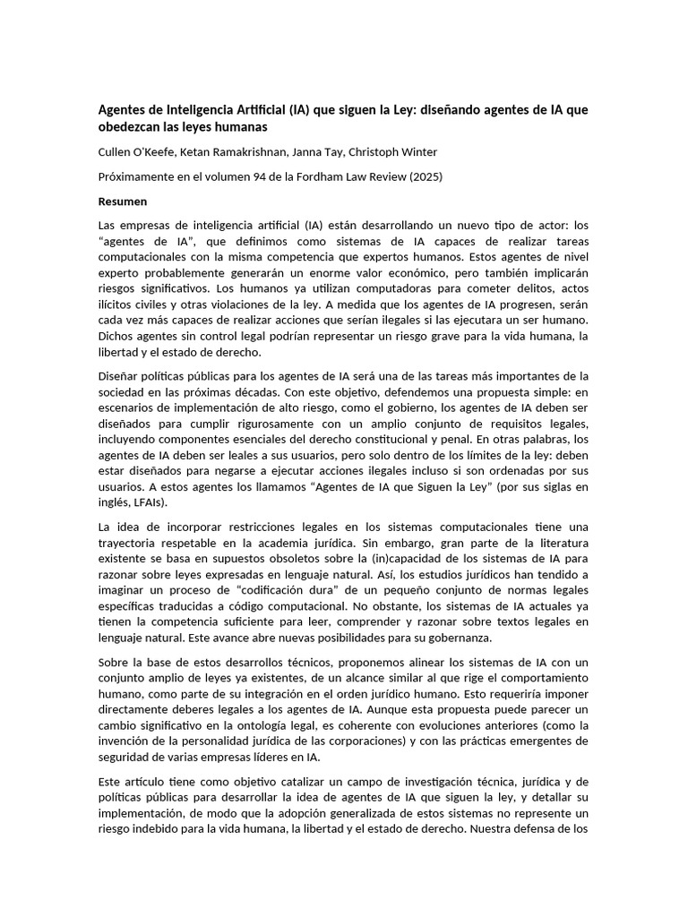 Agentes de IA: Cumpliendo la Ley Humana | PDF | Inteligencia artificial ...