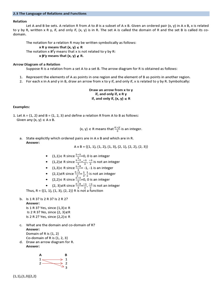 2.3 The Language of Relations and Functions | PDF | Function ...