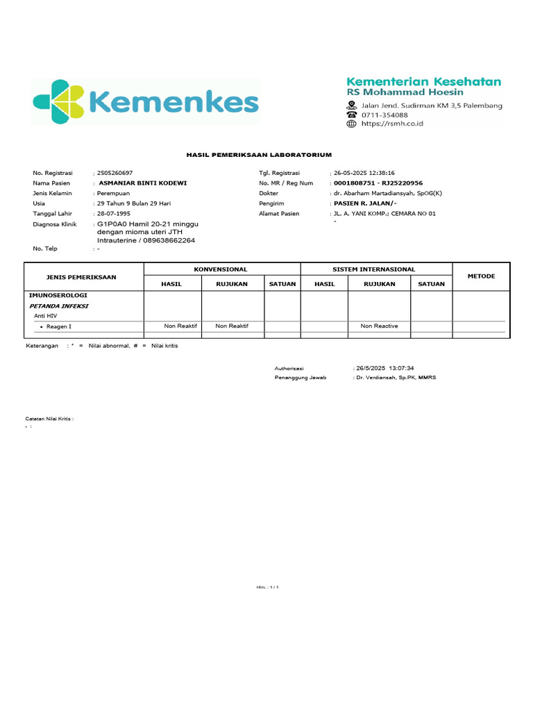 Hasil Lab Pasien Hamil 20 Minggu | PDF
