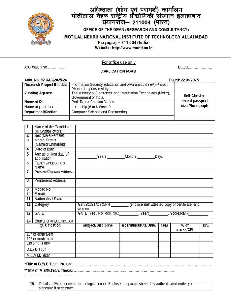 Internship Application for ISEA Project | PDF | Postgraduate Education ...
