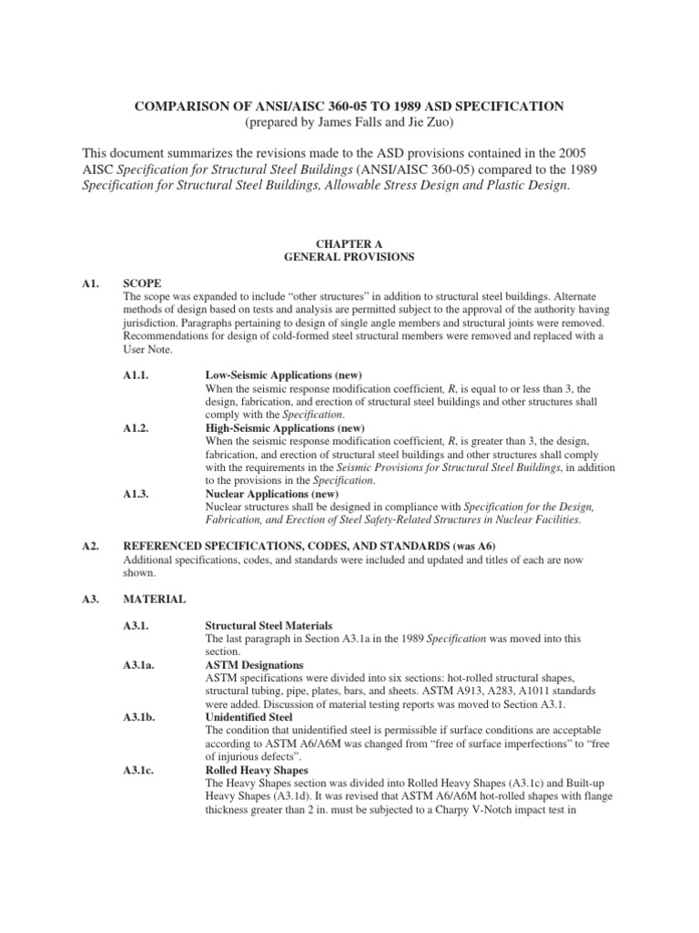 ANSI/AISC 360-05 vs. 1989 ASD Specs | PDF | Buckling | Strength Of ...