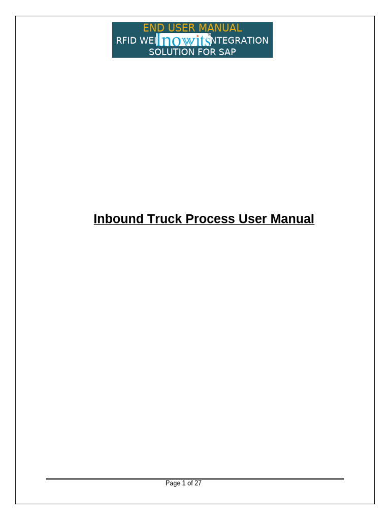 Inbound Truck Process Manual | PDF | Radio Frequency Identification ...