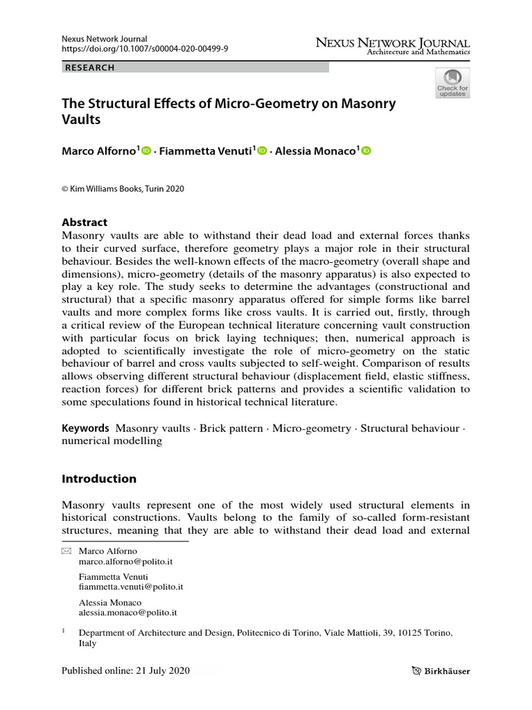 Micro-Geometry Impact on Masonry Vaults | PDF | Vault (Architecture ...