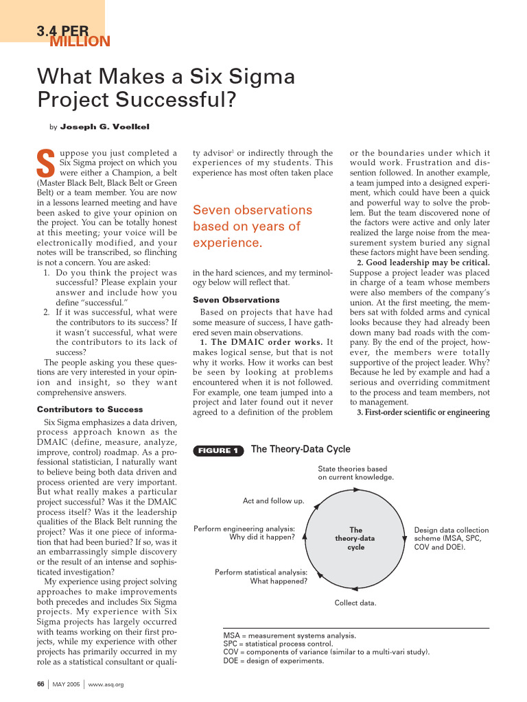 What Makes A Six Sigma Project Successful | PDF
