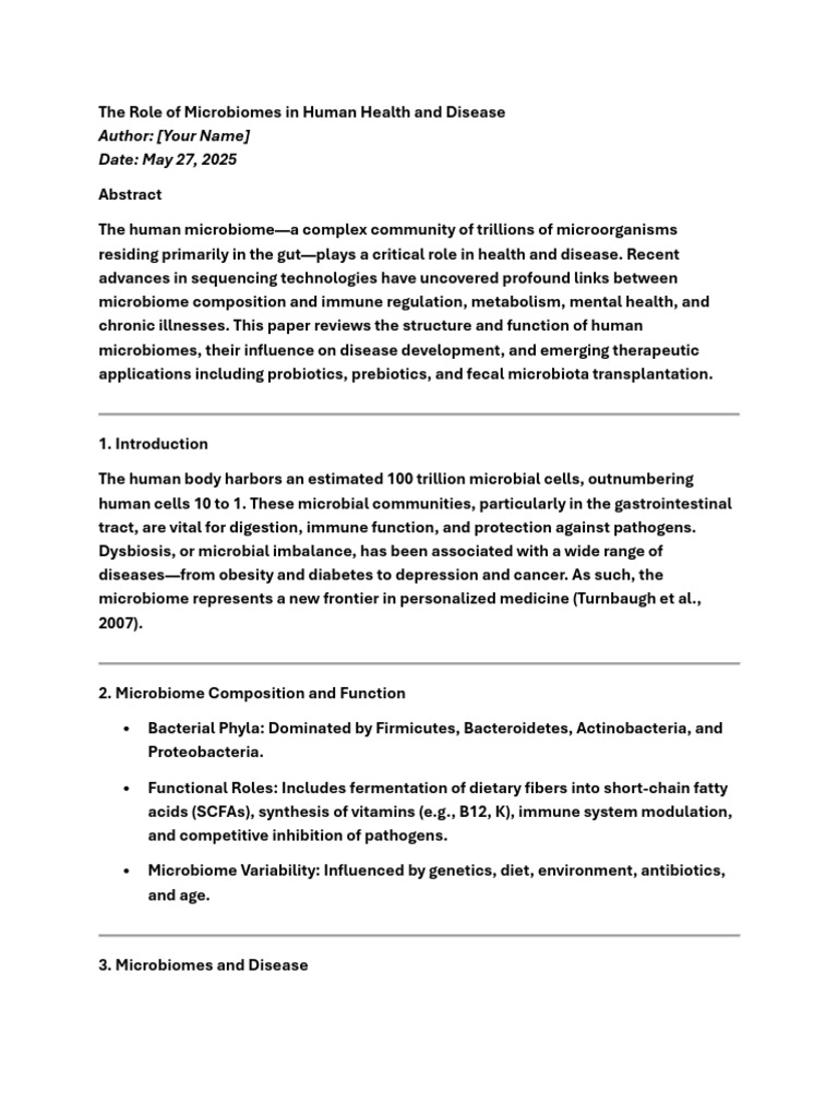 Microbiomes: Impact on Health & Disease | PDF