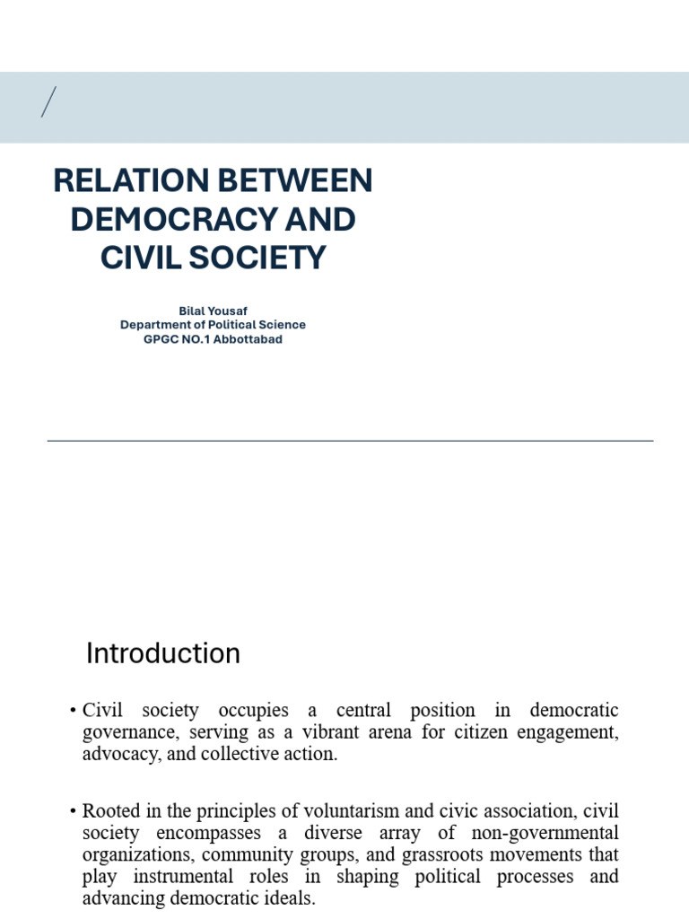 Democracy's Link to Civil Society | PDF | Civil Society | Non ...