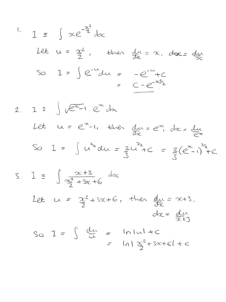 Some Integrals By Substitution Pdf