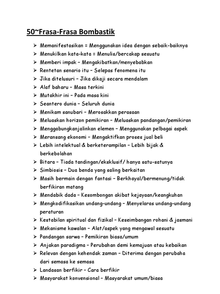 50 Frasa Frasa Kata Kata Bombastik