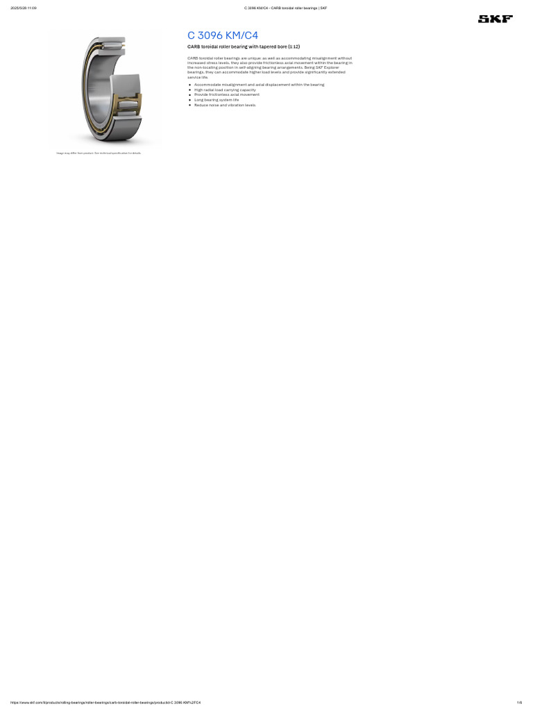 C 3096 KM - C4 - CARB Toroidal Roller Bearings - SKF | PDF | Bearing ...