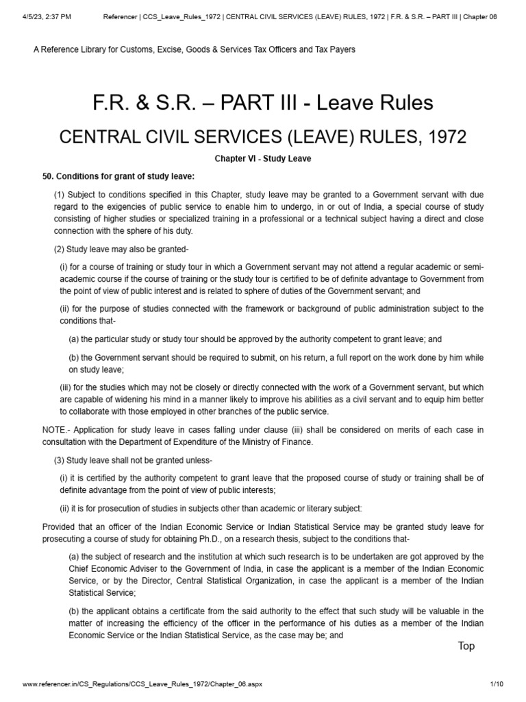 ccs-leave-rules-1972-study-leave-guidelines-pdf-salary-customs