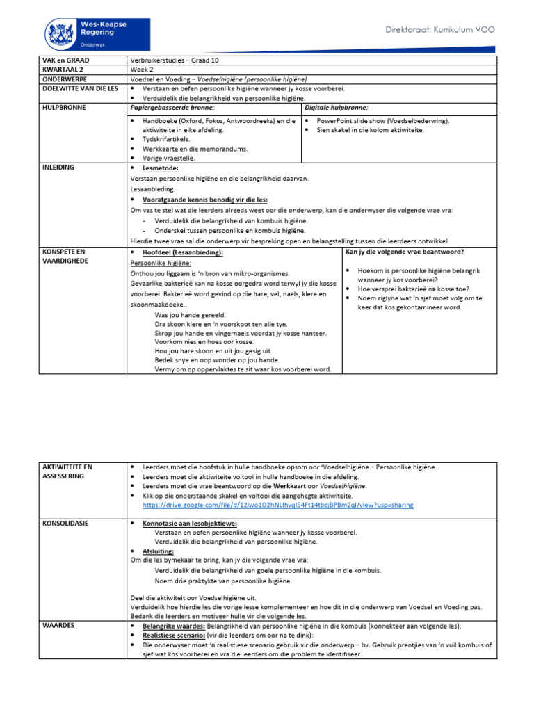 VOO GR 10 K2 Week 2 Verbruikerstudies | PDF