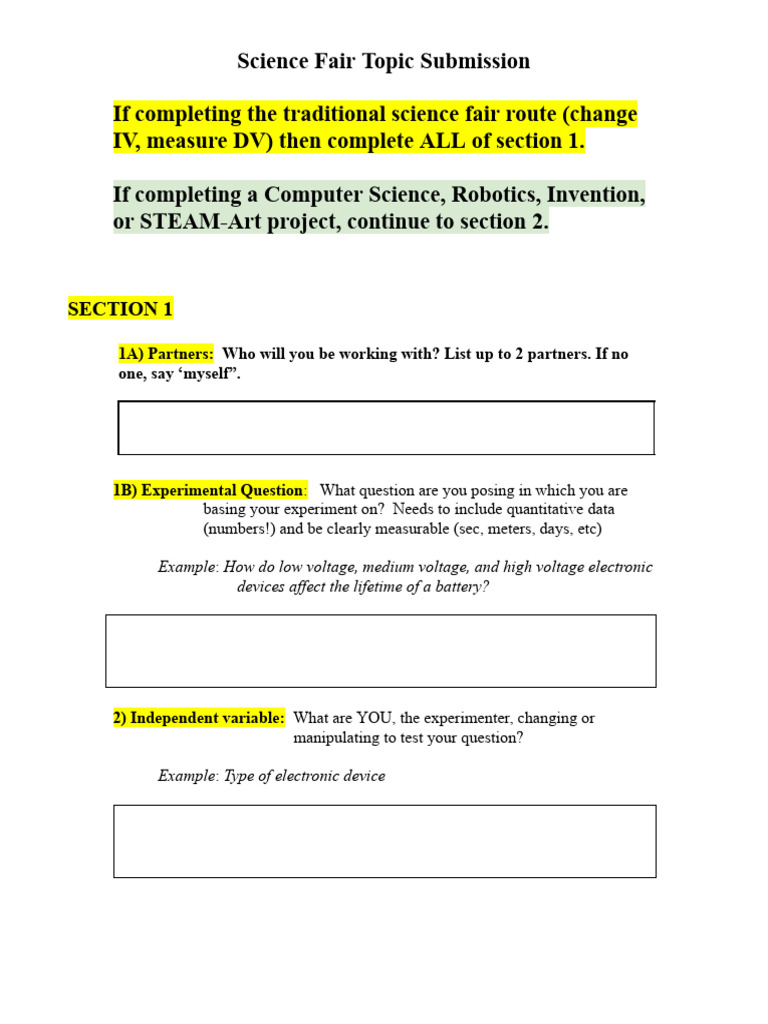 Science Fair Project Submission Guide | PDF | Science | Experiment