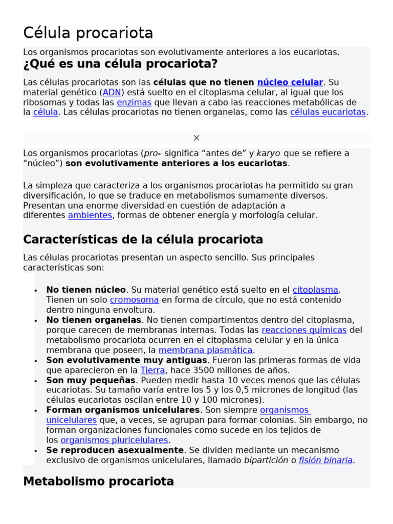 Características de las Células Procariotas | PDF | Biología Celular ...