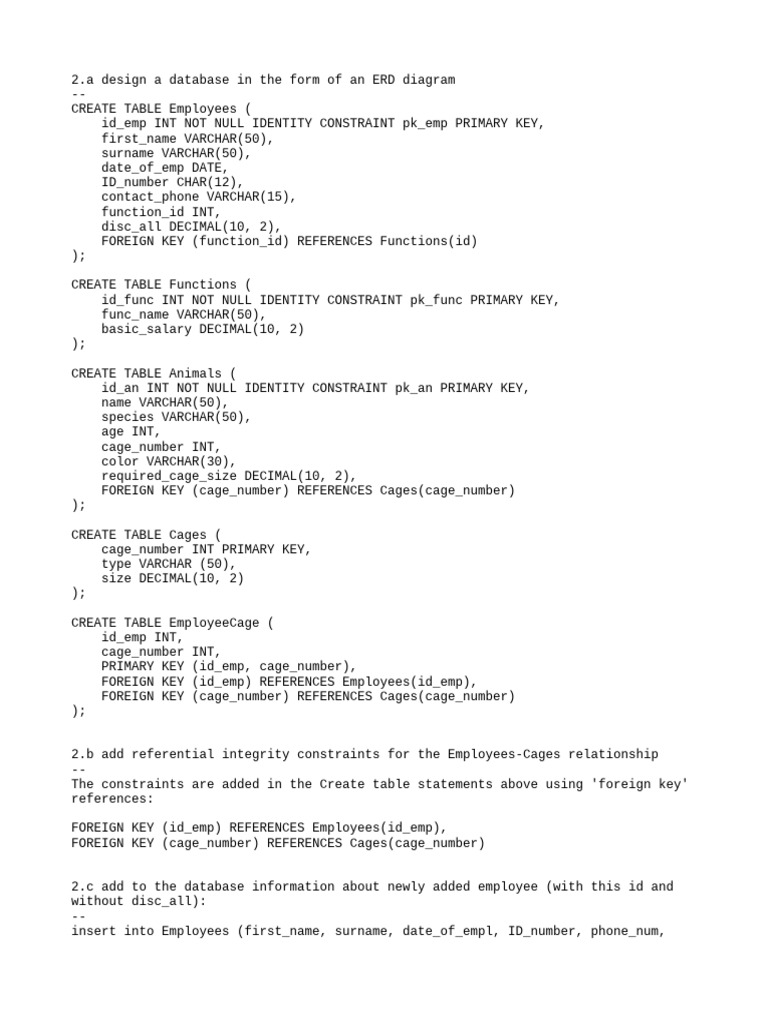 Database Design with ERD and SQL Queries | PDF