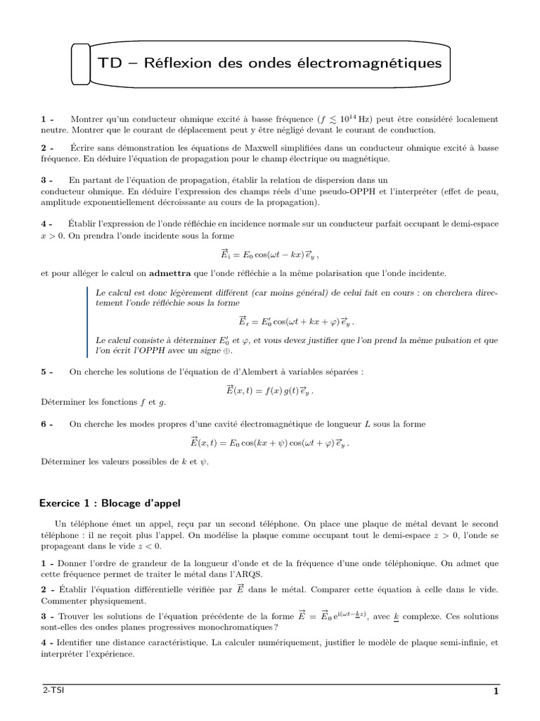 Réflexion et propagation des ondes électromagnétiques PDF Réflexion — free download