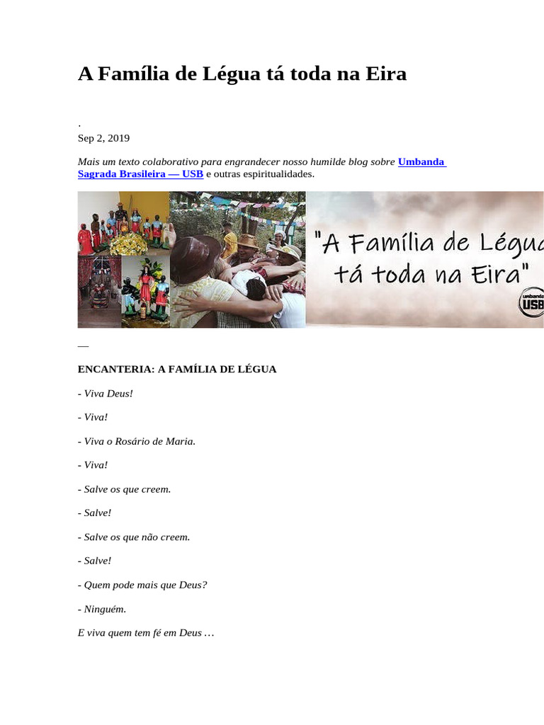 Família de Légua na Umbanda | PDF | Oração | Família