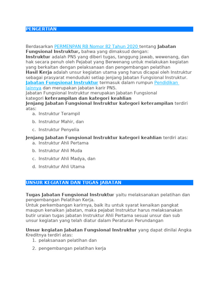 Tugas Instruktur Ahli Pertama PNS | PDF