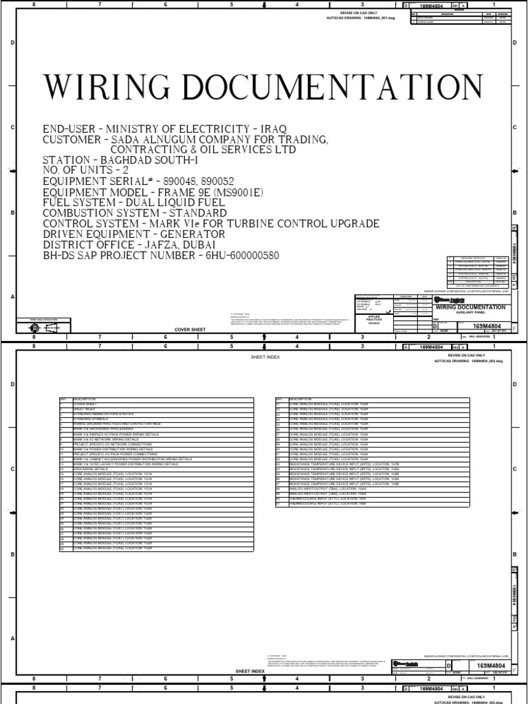 Wiring Documentation for Frame 9E | PDF | Input/Output | Manufactured Goods