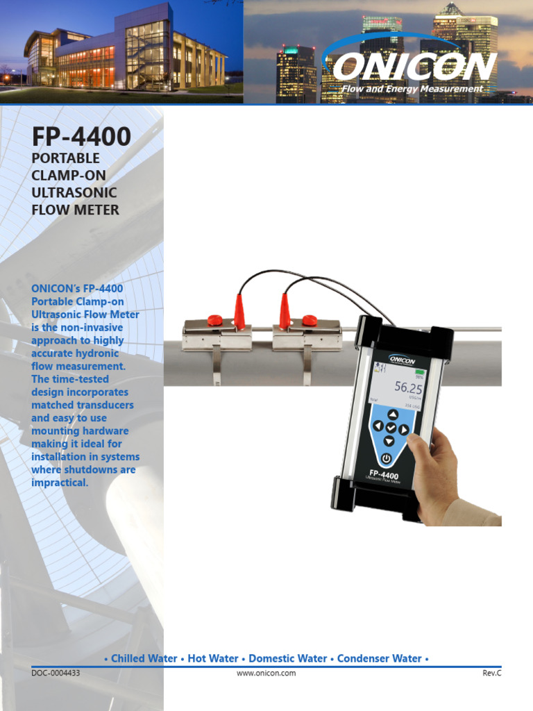 Portable Ultrasonic Flow Meter FP-4400 | PDF | Flow Measurement | Pipe ...
