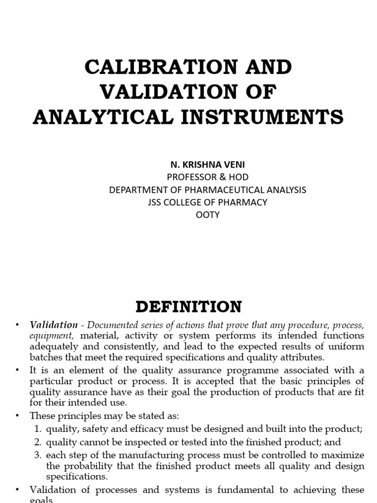 Calibration and Validation of Instruments | PDF | Ph | Verification And ...