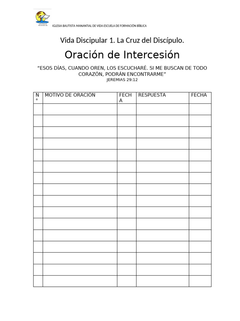 Oración de Intercesión en la Iglesia PDF
