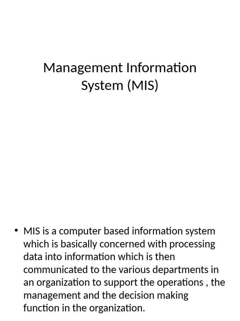 Management Information System (MIS) | PDF | System | Supply Chain