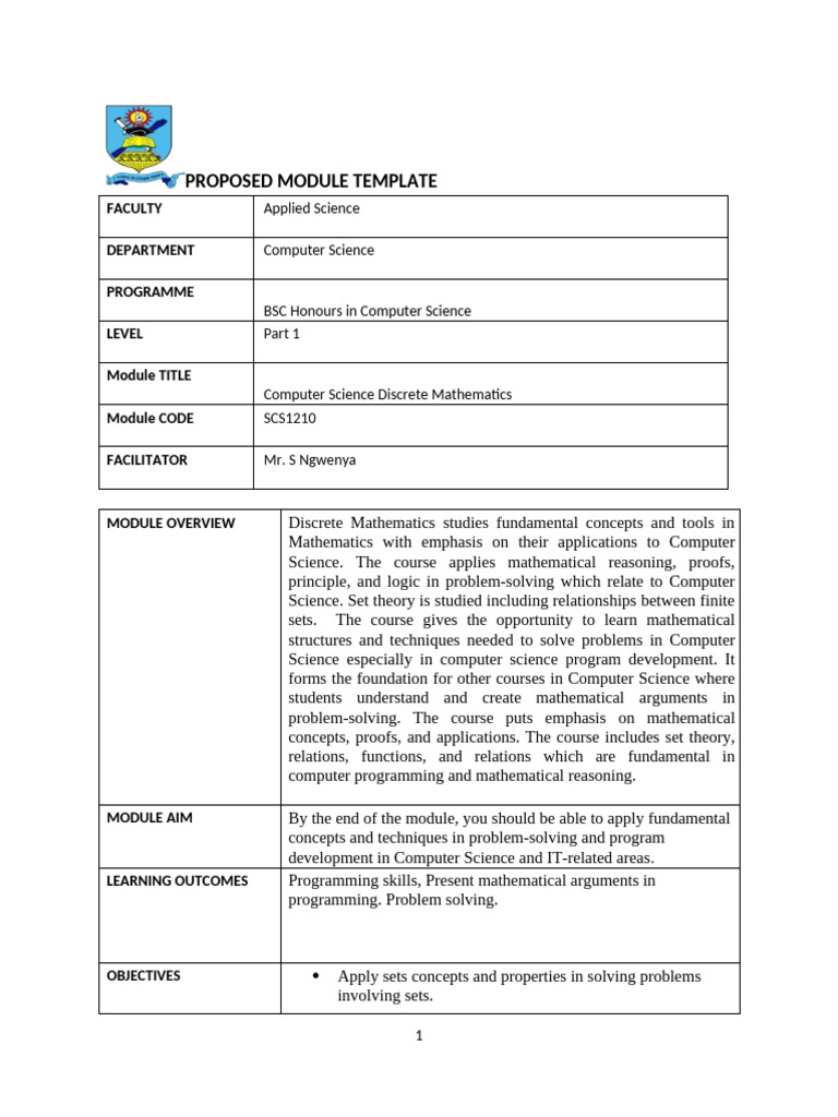 Scs1210 Computer Science Discrete Mathematics Outline | PDF ...