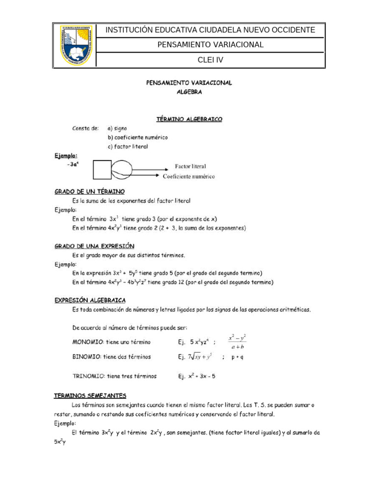 Algebra 01 | PDF