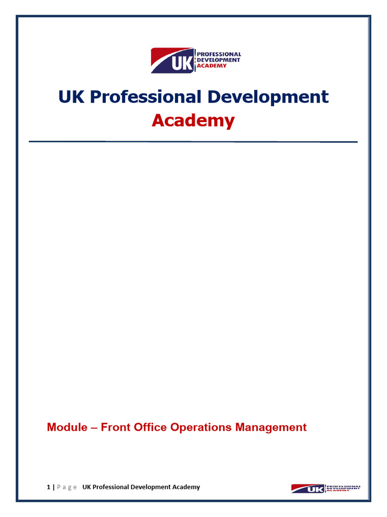 Front Office Operations Management Guide | PDF