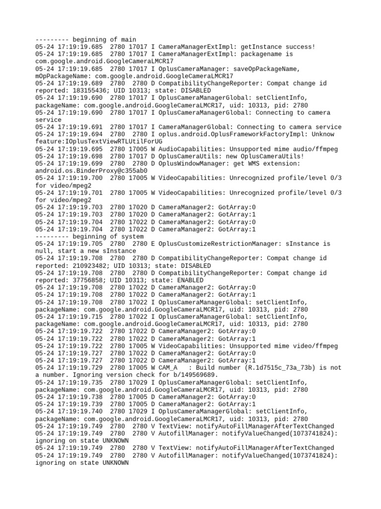CameraManager Log Analysis | PDF | Software Engineering | Software
