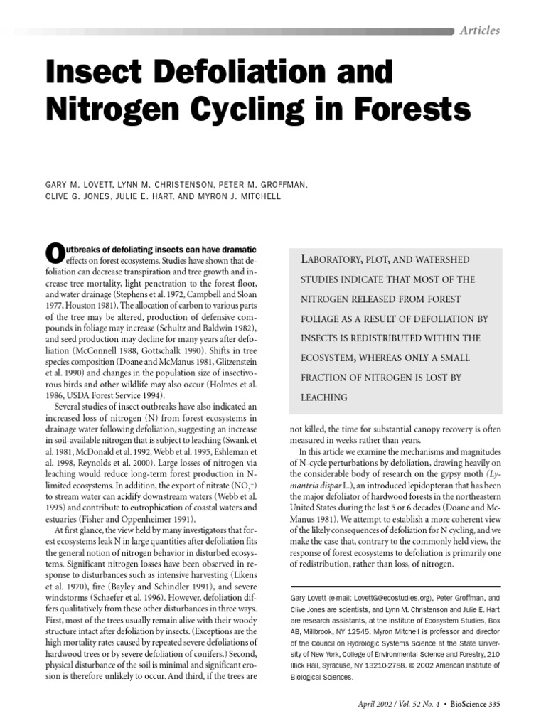 Insect Defoliation's Impact on Nitrogen Cycling | PDF | Soil | Ecosystem