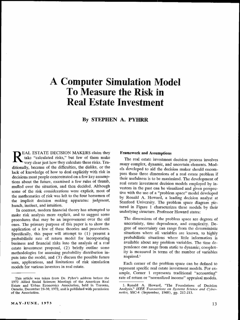 Risk Simulation in Real Estate Investment | PDF | Risk | Discounted ...