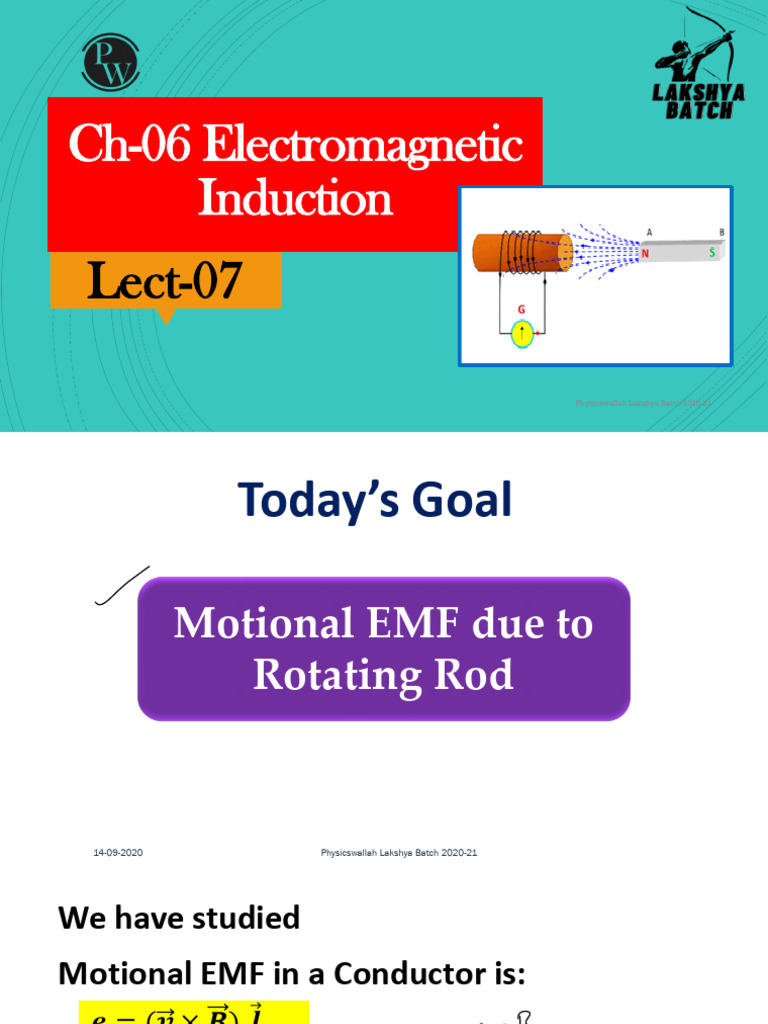 Electromagnetic Induction Lecture 7 @physicswallahlakshyavideos ...