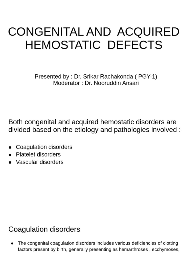 Congenital and Acquired Haemostatic Defects | PDF | Coagulation | Platelet