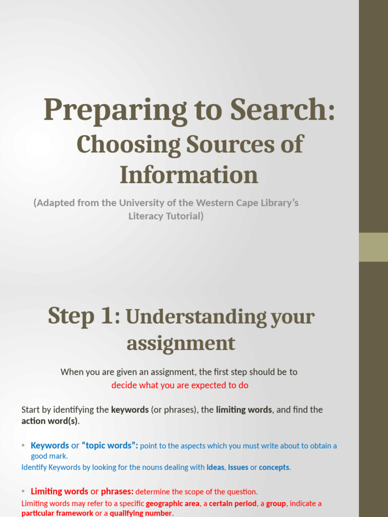 2025 Preparing To Search - Sources of Information | PDF | Academic ...