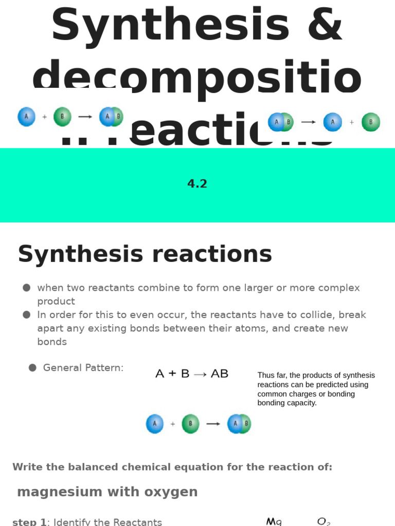 Synthesis and Decomposition Reactions | PDF | Oxide | Chemical Compounds