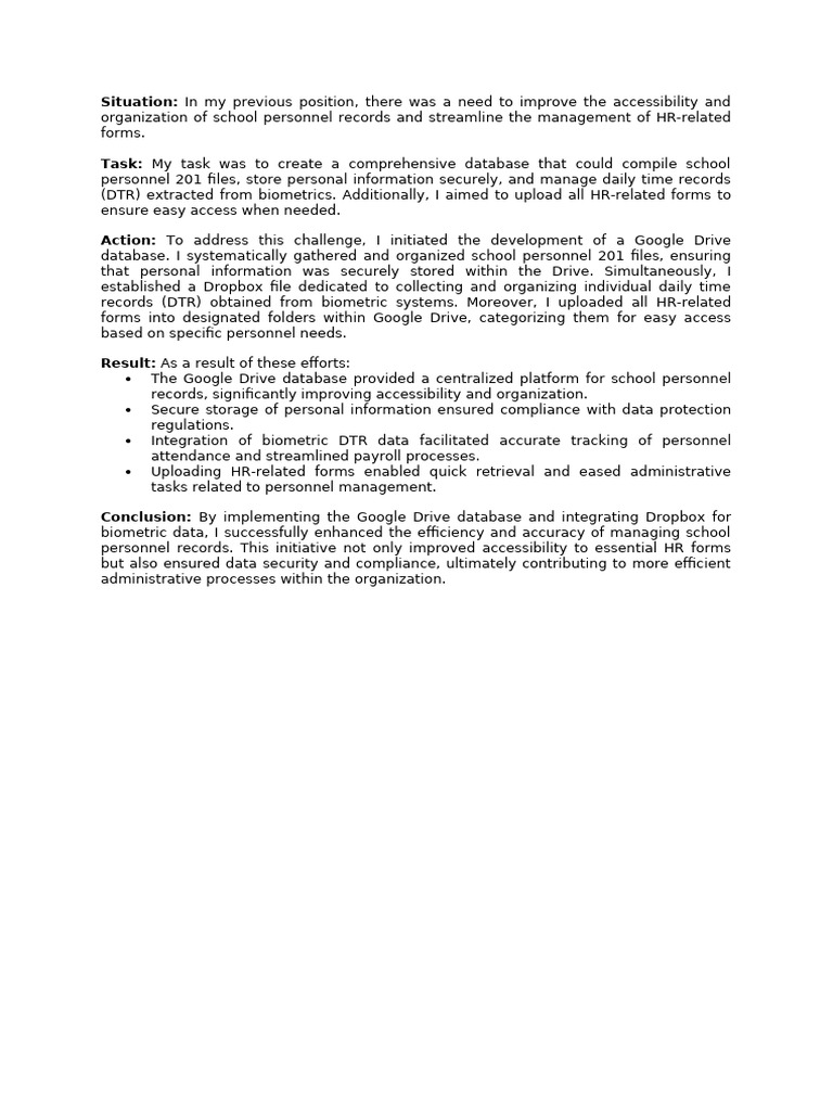 Streamlining School Personnel Records | PDF