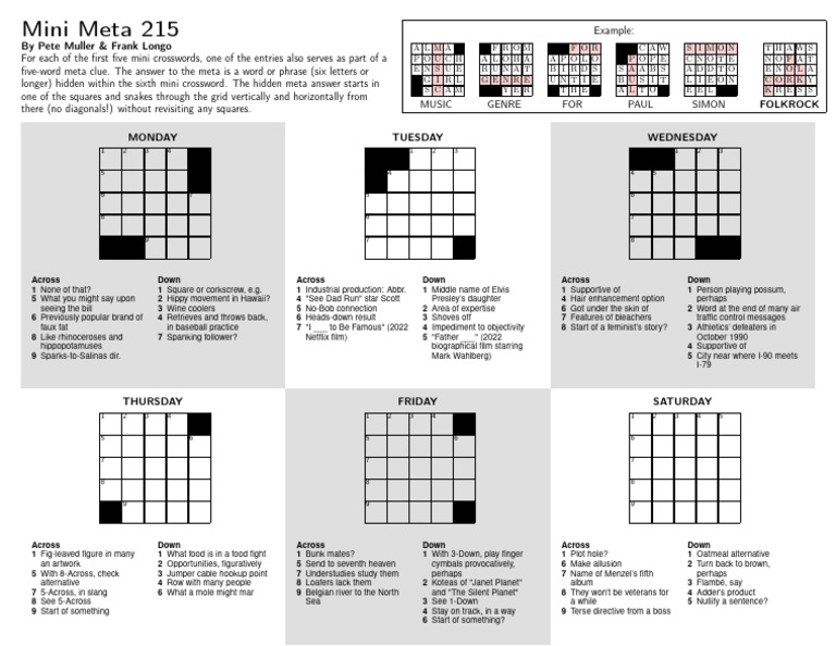 Weekly Meta 20250407 | PDF | Crossword | Word Puzzles