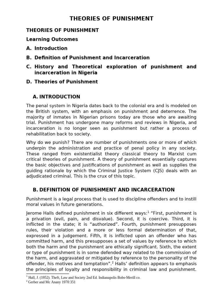 Reformative Punishment in Nigeria | PDF | Punishments | Crime & Violence