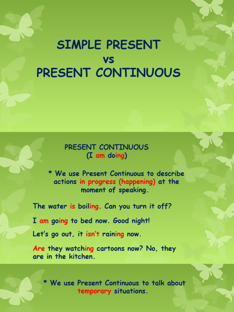 Simple Present vs Present Continuous Guide | PDF