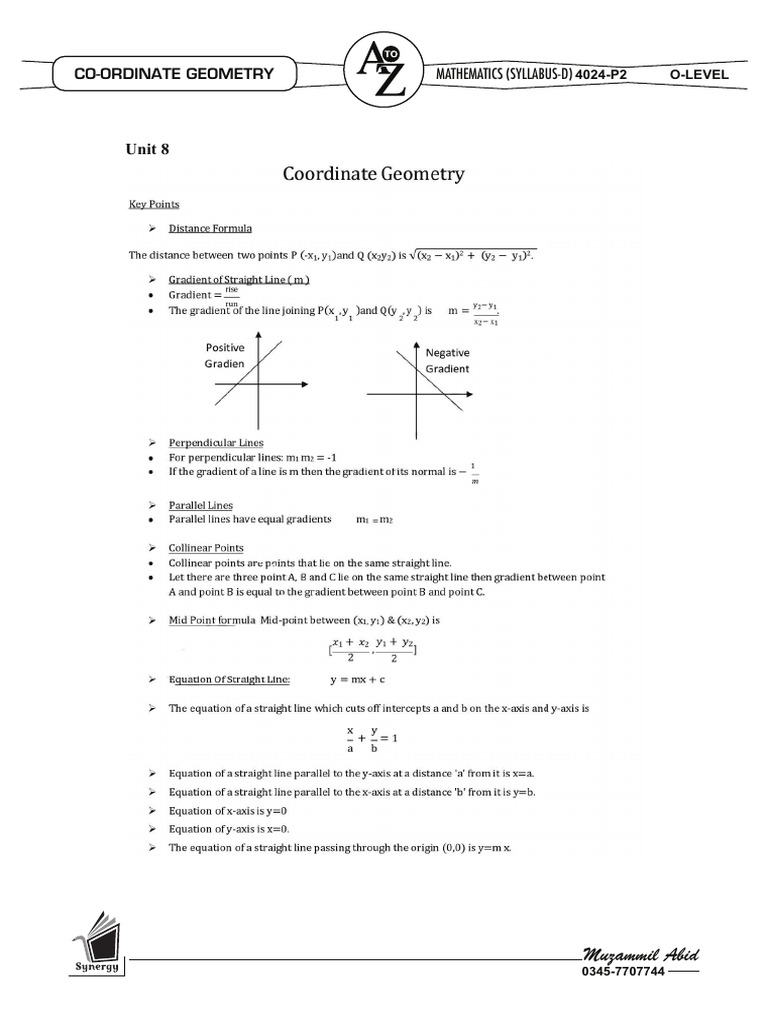 O-Level Coordinate Geometry Syllabus | PDF