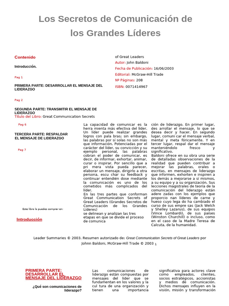 Los Secretos de Comunicación de Los Grandes Líderes (Comunicación ...
