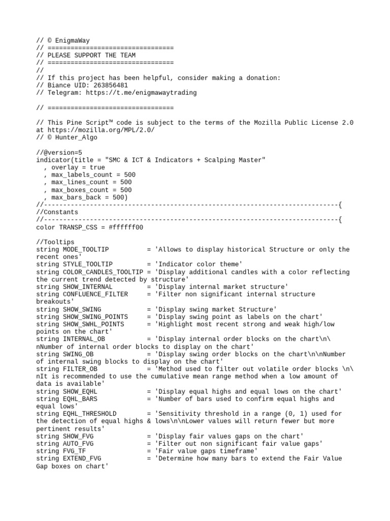 SMC & ICT Scalping Indicator Script | PDF | Market Trend | Computer ...