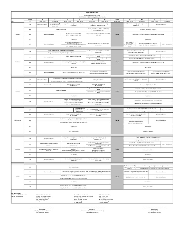 Architecture Department Class Schedule | PDF | Academia