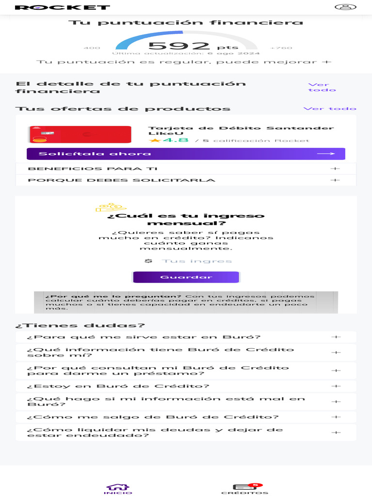 Puntuación y Buró de Crédito Rocket | PDF