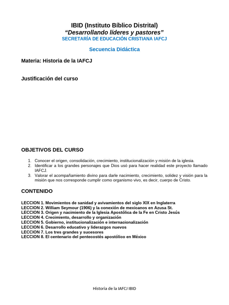 Historia de la IAFCJ: Formación y Liderazgo | PDF | Cristo (título ...